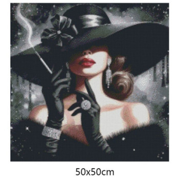 Goblen  de  diamante - Frumoasa cu diamante si palarie neagra