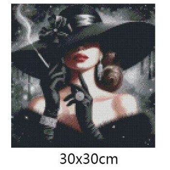 Goblen  de  diamante - Frumoasa cu diamante si palarie neagra