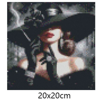 Goblen  de  diamante - Frumoasa cu diamante si palarie neagra