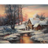 Goblen de diamante - Peisaj de iarna cu moara veche