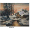 Goblen de diamante - Peisaj de iarna cu moara veche