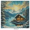 Goblen  de  diamante - Cabana pe malul lacului inzapezit