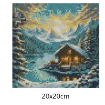 Goblen  de  diamante - Cabana pe malul lacului inzapezit
