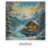 Goblen  de  diamante - Cabana pe malul lacului inzapezit